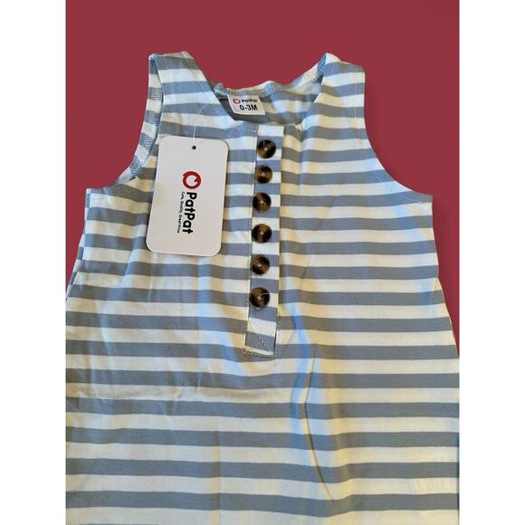 PatPat Stripe Print Sleeveless Baby Jumpsuit 0-3 Month - Picture 2 of 3
